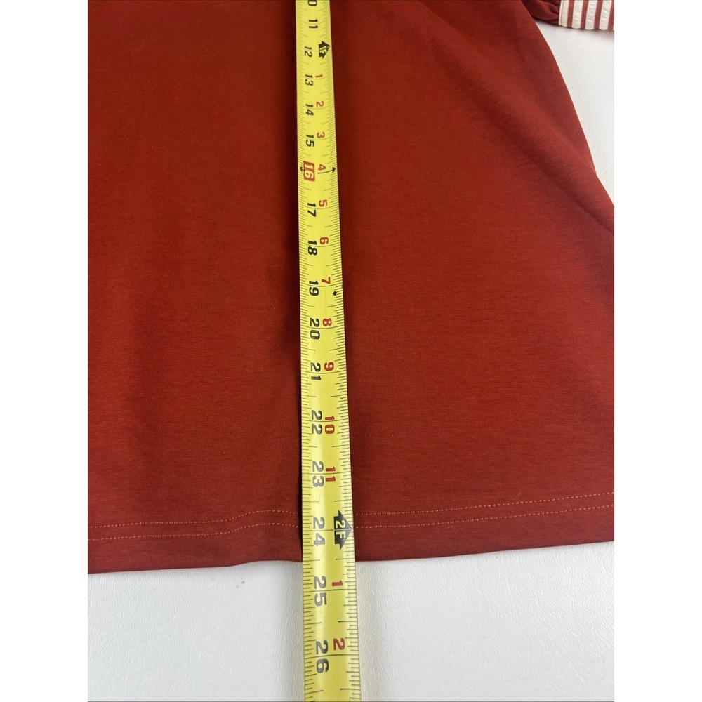 entro Rust Henley Top with Striped Collar & Cuffs - Like New Fall Transition - Picture 8 of 8